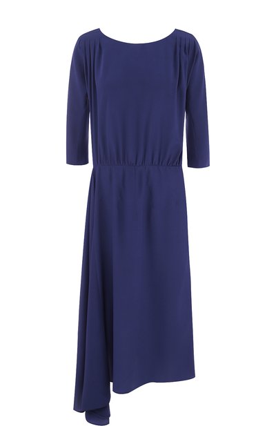 Женское однотонное шелковое платье-миди асимметричного кроя PRADA, арт. P36S6-1H51-F0216