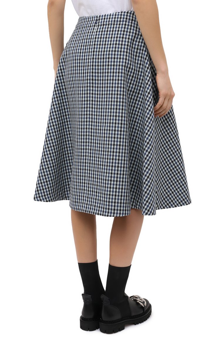 Женская шерстяная юбка LANVIN синего цвета, арт. RW-ST425U-4586-A20 | Фото 4 (Длина Ж (юбки, платья, шорты): Миди; Материал внешний: Шерсть; Материал подклада: Шелк; Женское Кросс-КТ: Юбка-одежда; Стили: Романтичный, Кэжуэл)