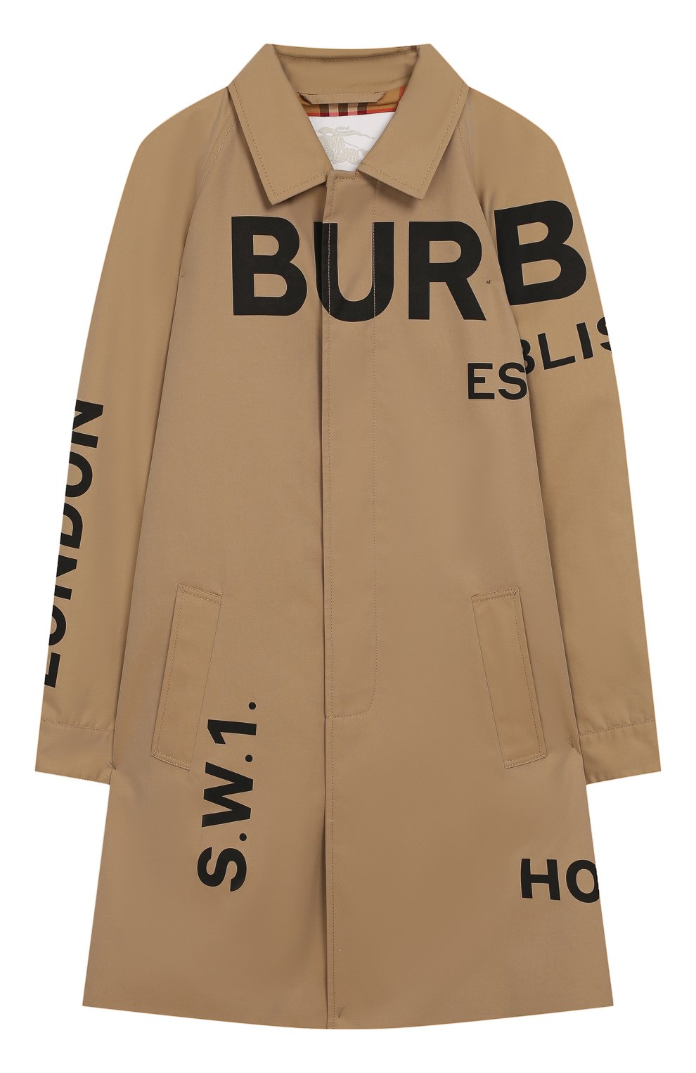 Детский тренч BURBERRY бежевого цвета, арт. 8009001 | Фото 1 (Рукава: Длинные; Материал сплава: Проставлено, Проверено; Материал внешний: Хлопок; Кросс-КТ: Демисезон; Статус проверки: Проверено; Драгоценные камни: Проставлено; Материал подклада: Хлопок; Ростовка одежда: 6 лет | 116 см)