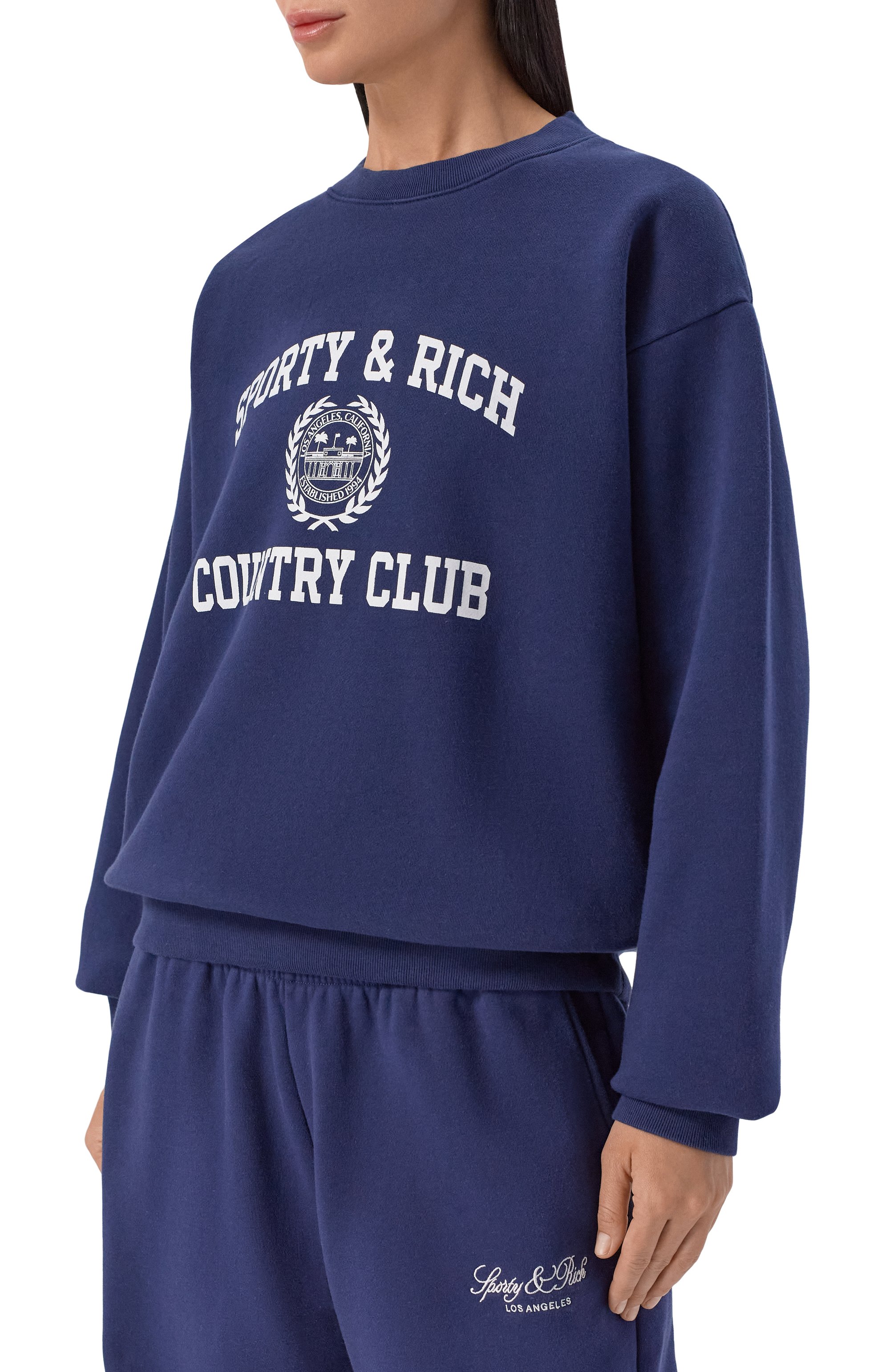 Хлопковый свитш от SPORTY AND RICH, арт. ST09876218BL106, фото 3