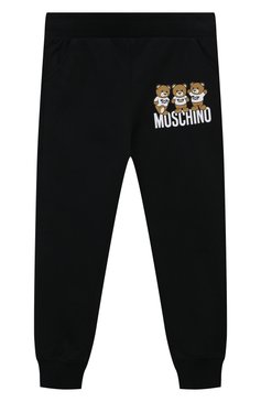 Детского комплект из свитшота и брюк MOSCHINO черного цвета, арт. HUK03G/LCA40/4A-8A | Фото 5 (Рукава: Длинные; Материал сплава: Проставлено; Материал внешний: Хлопок; Драгоценные камни: Проставлено; Мальчики Кросс-КТ: Костюмы-спорт)