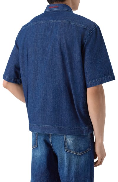 Льняная рубашка DSQUARED2 темно-синего цвета по цене 69950 руб., арт. S74DM1007/D35423, фото 4 Льняная рубашка DSQUARED2, арт. S74DM1007/D35423, фото 4