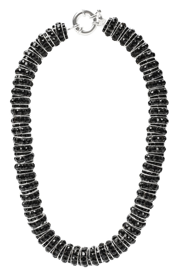 Женское колье PEARL OCTOPUSS.Y черного цвета, арт. FAT DIAM0ND NECKLACE | Фото 1 (Нос: Не проставлено; Региональные ограничения белый список (Axapta Mercury): Не проставлено; Материал: Стекло, Металл)