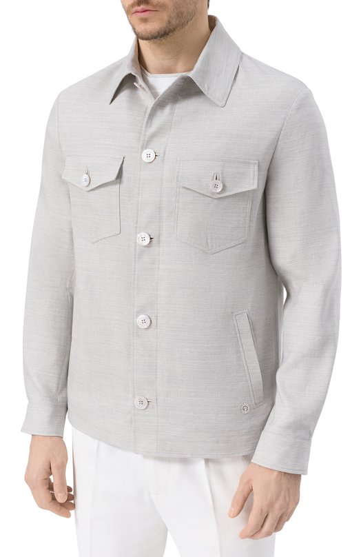 Куртка-рубашка изо льна и шерсти Stefano Ricci M7J5100380/WL003L Серый  M7J5100380/WL003L Фото 3
