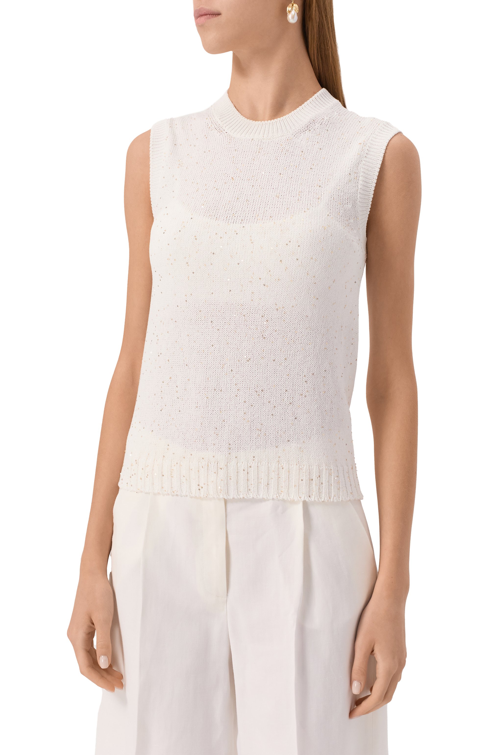 Хлопковый топ GRAN SASSO белого цвета по цене 33550 руб., арт. 13210/32401, фото 3 Хлопковый топ GRAN SASSO, арт. 13210/32401, фото 3