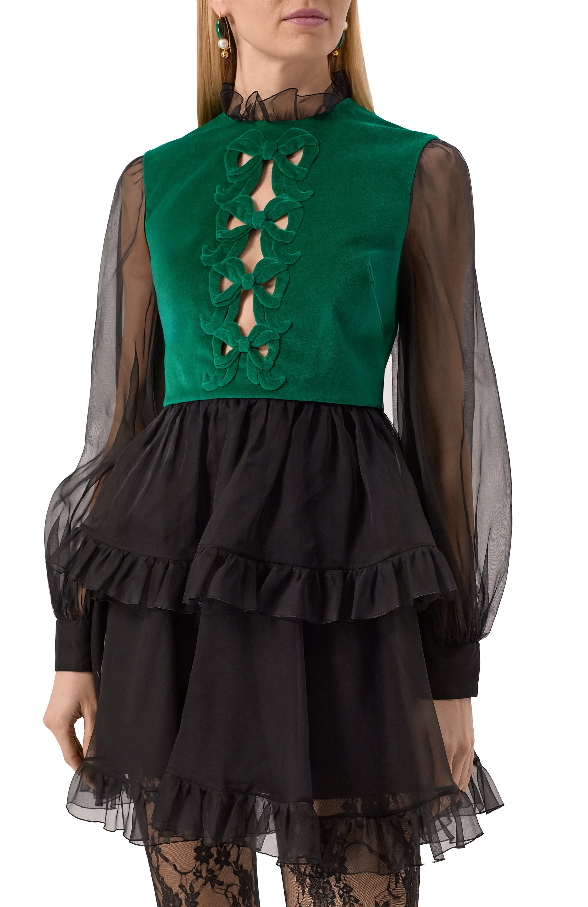 Комбинированное платье VALENTINO, арт. 6B3VAEK51C8, фото 3