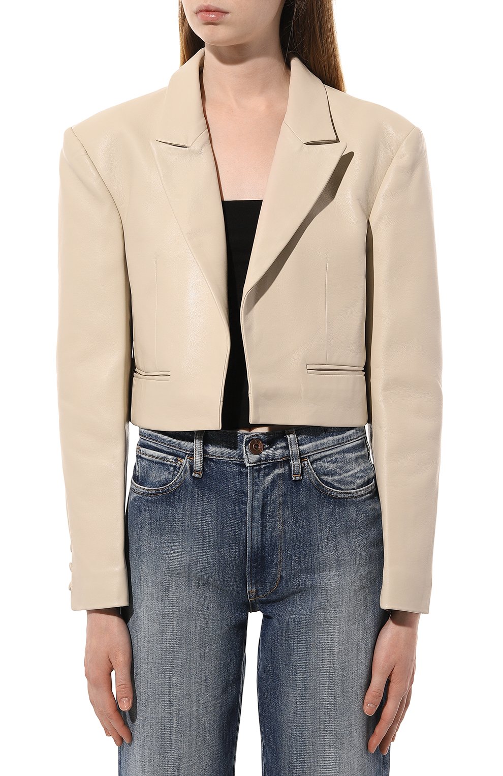 Кожаный жакет JACOB LEE кремового цвета по цене 205540 руб., арт. WLB016123MB, фото 3 Кожаный жакет JACOB LEE, арт. WLB016123MB, фото 3