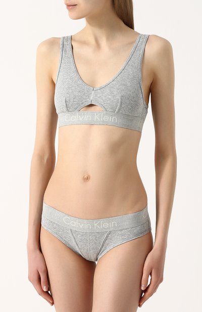 Хлопковые трусы-слипы CALVIN KLEIN серого цвета по цене 2270 руб., арт. QF4510E, фото 2 Хлопковые трусы-слипы CALVIN KLEIN, арт. QF4510E, фото 2