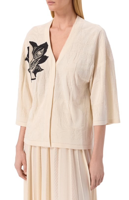 Кардиган из шелка и вискозы Freeage S26.CR117.6079.101 Кремовый  S26.CR117.6079.101 Фото 3