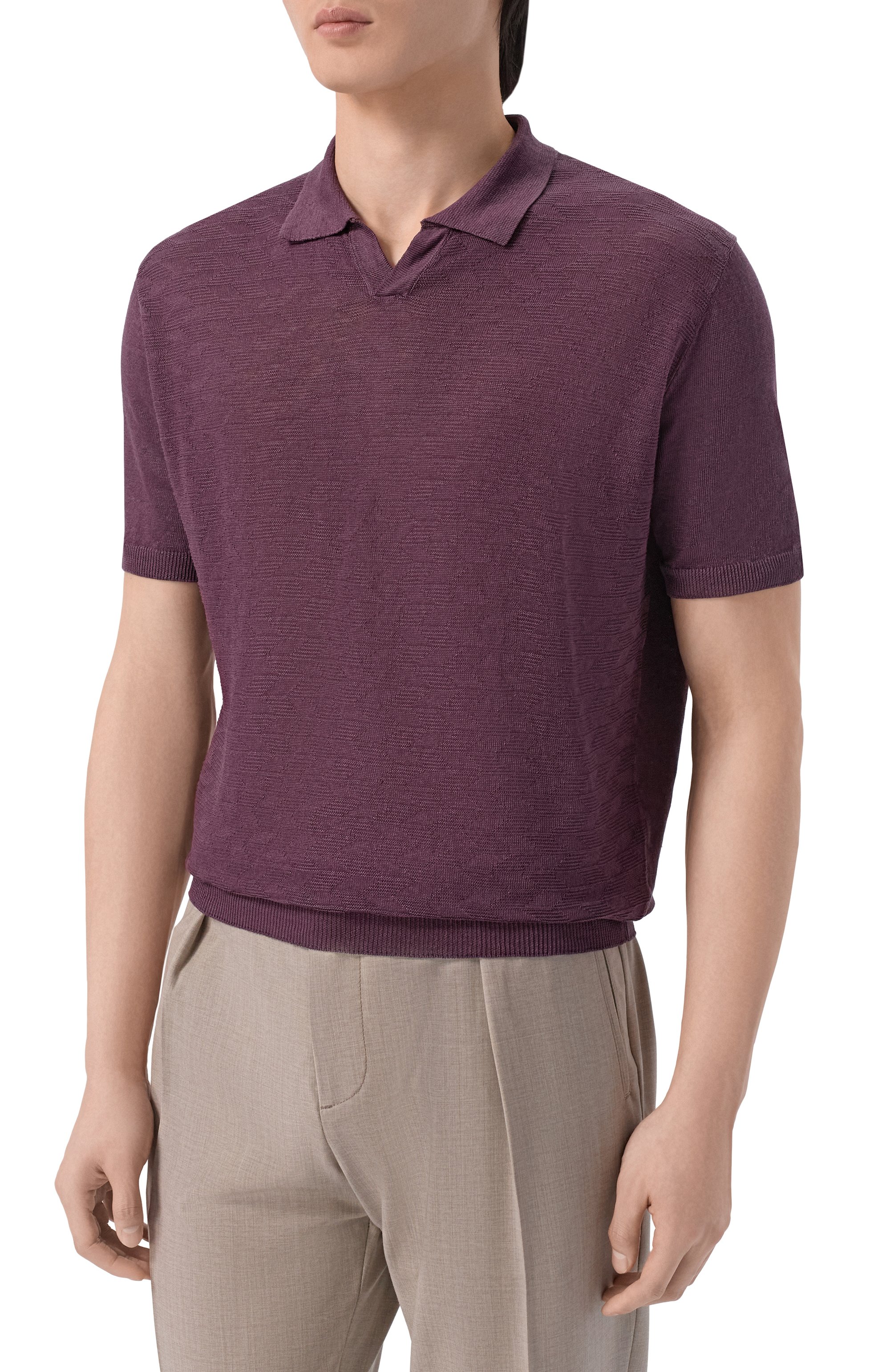 Льняное поло CORNELIANI фиолетового цвета по цене 57650 руб., арт. 27M570/2725135, фото 3 Льняное поло CORNELIANI, арт. 27M570/2725135, фото 3