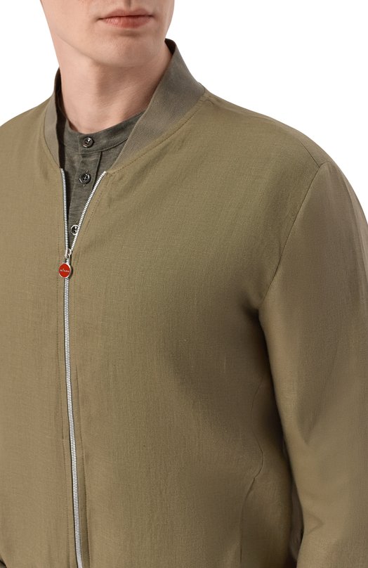 Льняной бомбер Kiton UG0001H09690 Хаки  UG0001H09690 Фото 5