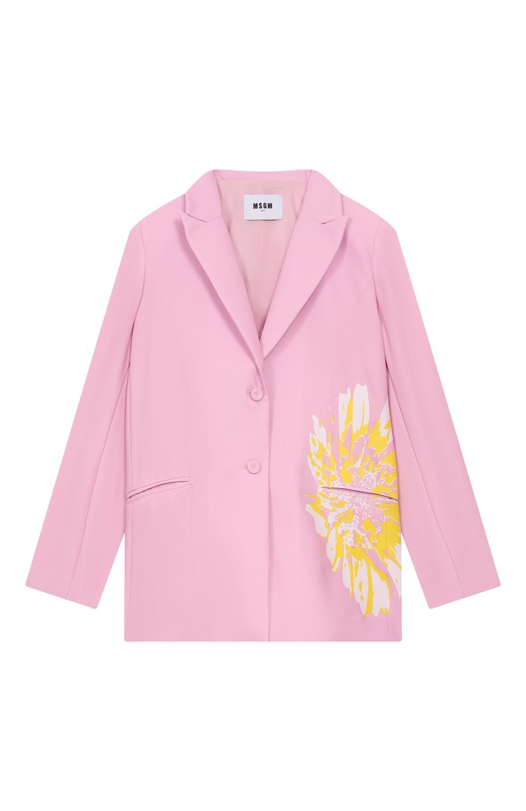 Детский жакет MSGM KIDS розового цвета, арт. S5MSJGJK098 | Фото 1 (Материал подклада: Хлопок; Материал внешний: Синтетический м�атериал; Рукава: Длинные; Девочки Кросс-КТ: Жакет-одежда; Ростовка одежда: 8 лет | 128 см, 10 - 11 лет | 140 - 146см, 12 лет | 152 см, 16 лет | 164 см)