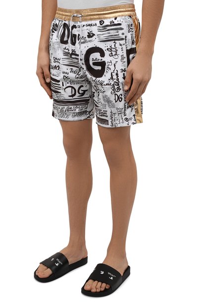 Плавки-шорты DOLCE & GABBANA черно-белого цвета по цене 49950 руб., арт. M4B53T/HSM57, фото 3 Плавки-шорты DOLCE & GABBANA, арт. M4B53T/HSM57, фото 3