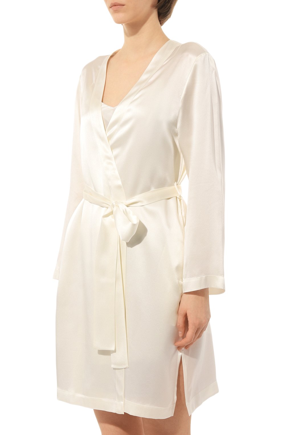 Шелковый халат LUNA DI SETA белого цвета по цене 52710 руб., арт. VLST08009, фото 3 Шелковый халат LUNA DI SETA, арт. VLST08009, фото 3