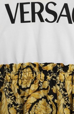 Детское хлопковое платье VERSACE желтого цвета, арт. 1000327/1A02444/4A-6A | Фото 3 (Рукава: Короткие; Материал внешний: Хлопок; Ростовка одежда: 4 года | 104 см, 6 лет | 116 см)