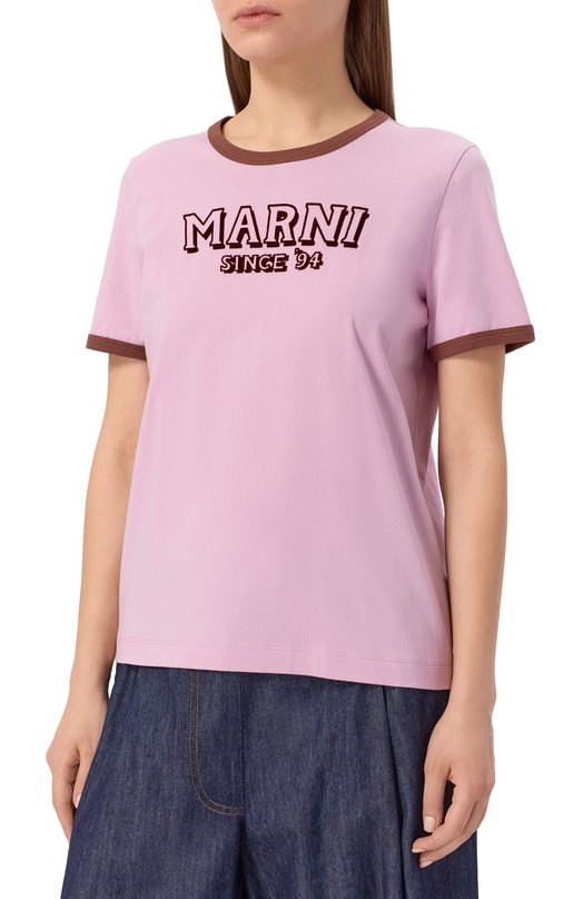 Хлопковая футболка Marni THJE0390P0/USCY91 Розовый  THJE0390P0/USCY91 Фото 3