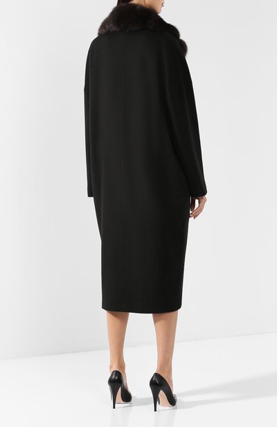 Шерстяное пальто с меховым воротником KITON, арт. D44615PK02406/LGUA, фото 4