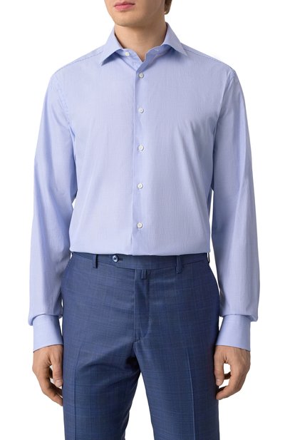 Хлопковая сорочка CANALI синего цвета по цене 36650 руб., арт. CCL7098/GD03461, фото 3 Хлопковая сорочка CANALI, арт. CCL7098/GD03461, фото 3