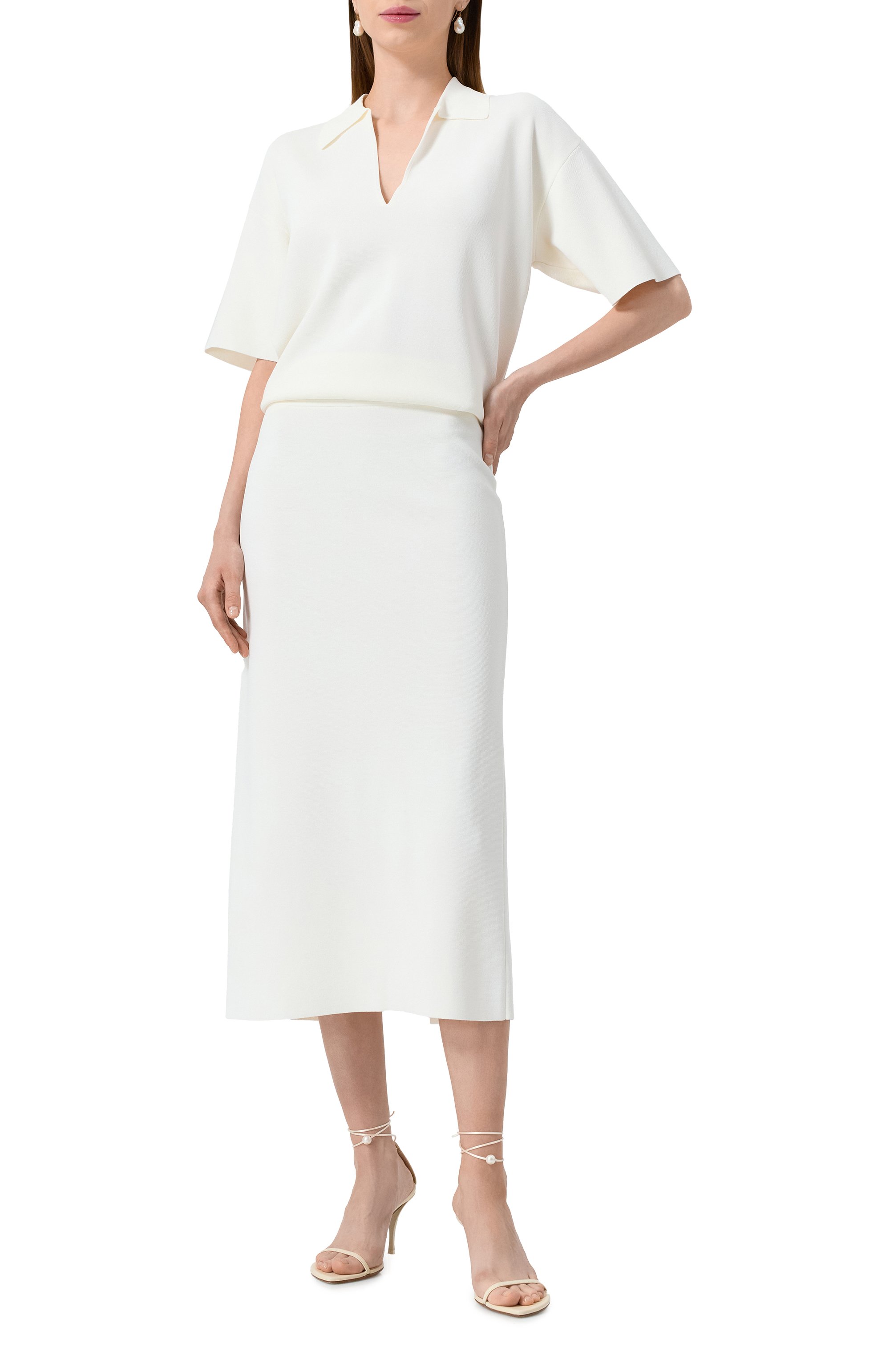 Юбка из вискозы P.A.R.O.S.H. белого цвета по цене 32100 руб., арт. D560609, фото 2 Юбка из вискозы P.A.R.O.S.H., арт. D560609, фото 2