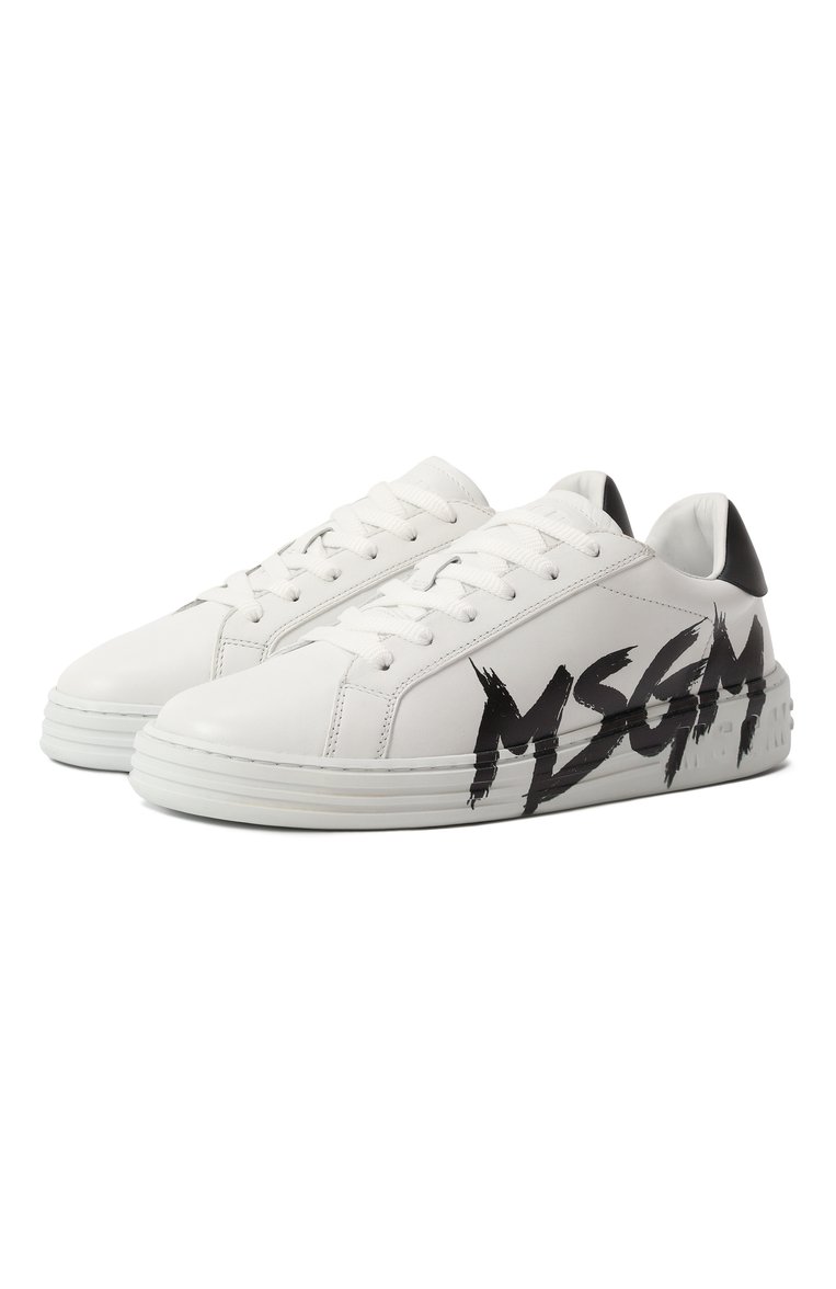 Женские кожаные кеды MSGM белого цвета, арт. 3841MDS506/924 | Фото 1 (Материал внутренний: Натуральная кожа; Материал сплава: Проставлено; Материал внешний: Натуральная кожа; Драгоценные камни: Проставлено; Подошва: Платформа; Материал утеплителя: Без утеплителя; Стили: Кэжуэл; Кросс-КТ: Низкие)