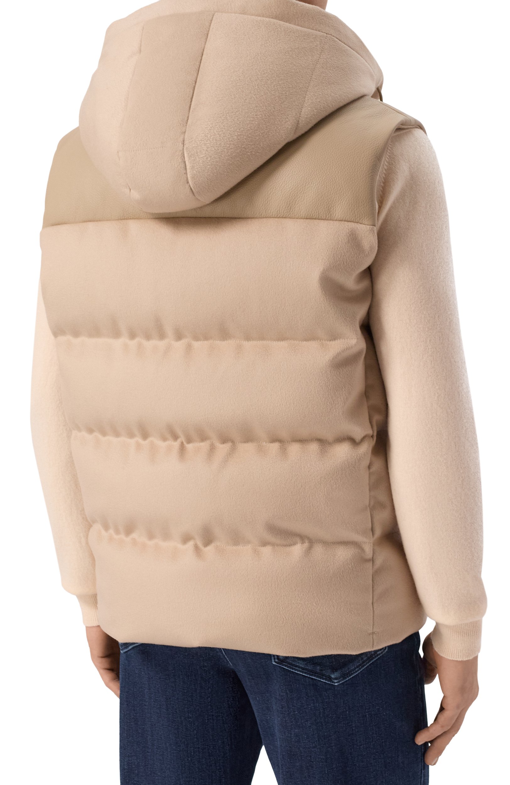 Пуховый жилет с кожаной отделкой MVST, арт. M26.1MM.JA34.1/F184 CASHMERE+CERV0, фото 4