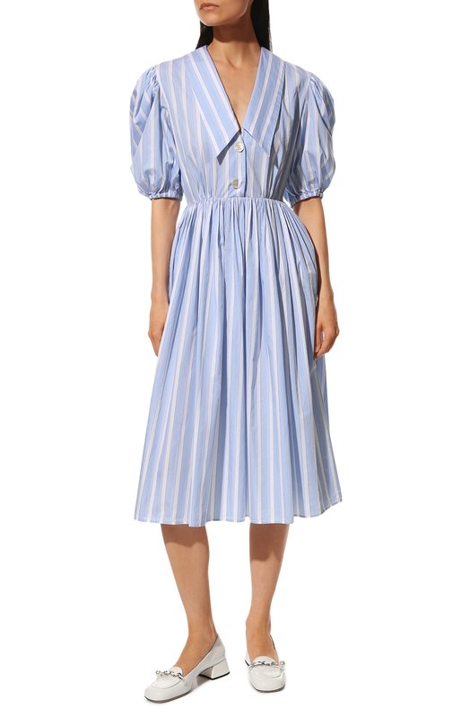 Хлопковое платье Miu Miu MF4381-1ZQJ-F0PCR Голубой  MF4381-1ZQJ-F0PCR Фото 3