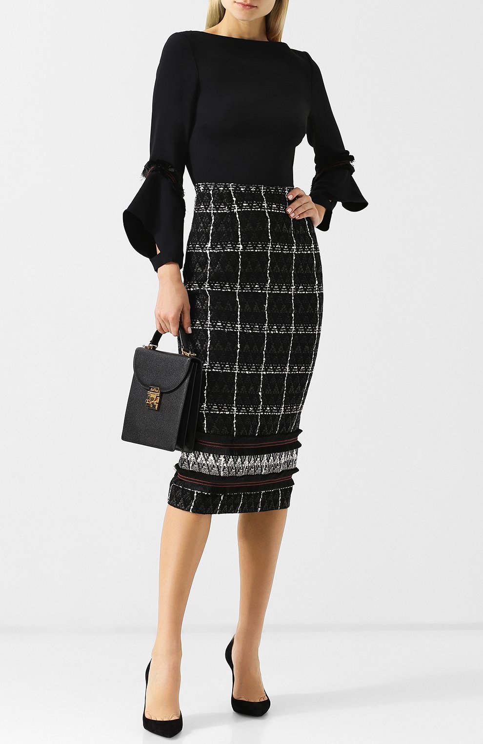 Приталенное платье-миди из смеси хлопка и шерсти ROLAND MOURET, арт. PW18/S0409/F8076, фото 2
