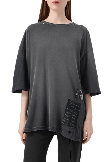 Хлопковая футболка ANN DEMEULEMEESTER серого цвета по цене 55600 руб., арт. B0013244/FA637, фото 3 Хлопковая футболка ANN DEMEULEMEESTER, арт. B0013244/FA637, фото 3