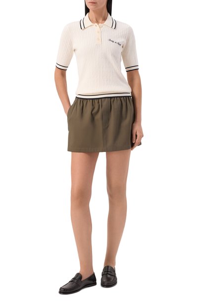 Поло из вискозы SPORTY AND RICH кремового цвета по цене 28600 руб., арт. T0068810326WH114, фото 2 Поло из вискозы SPORTY AND RICH, арт. T0068810326WH114, фото 2