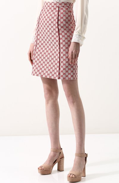 Хлопковая мини-юбка с логотипом бренда GUCCI, арт. 519747/ZKD86, фото 3