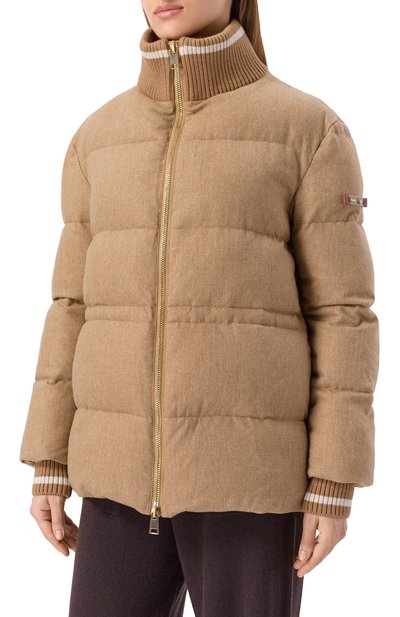 Шерстяной пуховик LORENA ANTONIAZZI светло-коричневого цвета по цене 186500 руб., арт. PI15B/4439, фото 3 Шерстяной пуховик LORENA ANTONIAZZI, арт. PI15B/4439, фото 3