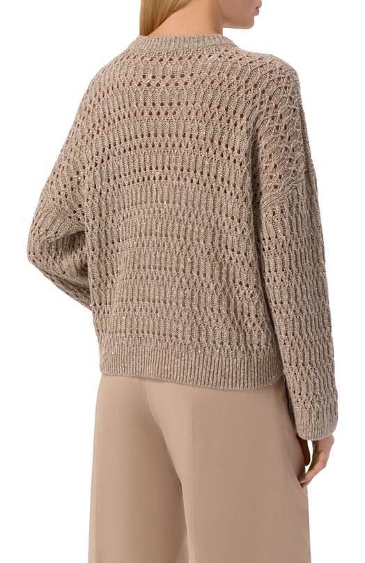 Льняной свитер Brunello Cucinelli MC0564700 Бежевый  MC0564700 Фото 4