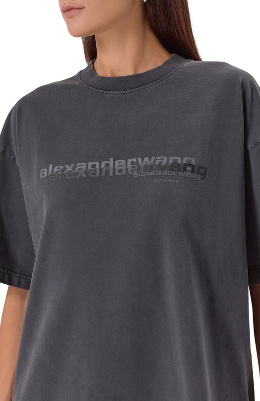 Хлопковая футболка Alexander Wang UCC3251847 Серый  UCC3251847 Фото 5