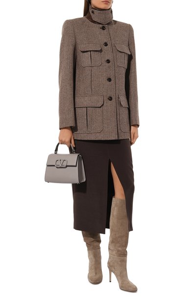 Замшевые сапоги SERGIO ROSSI бежевого цвета по цене 93300 руб., арт. A70370/MCRM13, фото 2 Замшевые сапоги SERGIO ROSSI, арт. A70370/MCRM13, фото 2