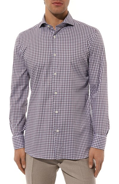 Хлопковая рубашка GIAMPAOLO фиолетового цвета по цене 32950 руб., арт. 908/41211, фото 3 Хлопковая рубашка GIAMPAOLO, арт. 908/41211, фото 3