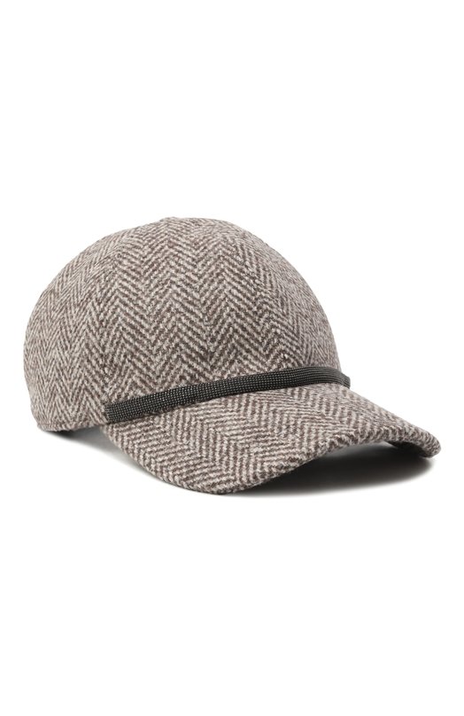 Шерстяная бейсболка Brunello Cucinelli MCAP90027 Коричневый MCAP90027