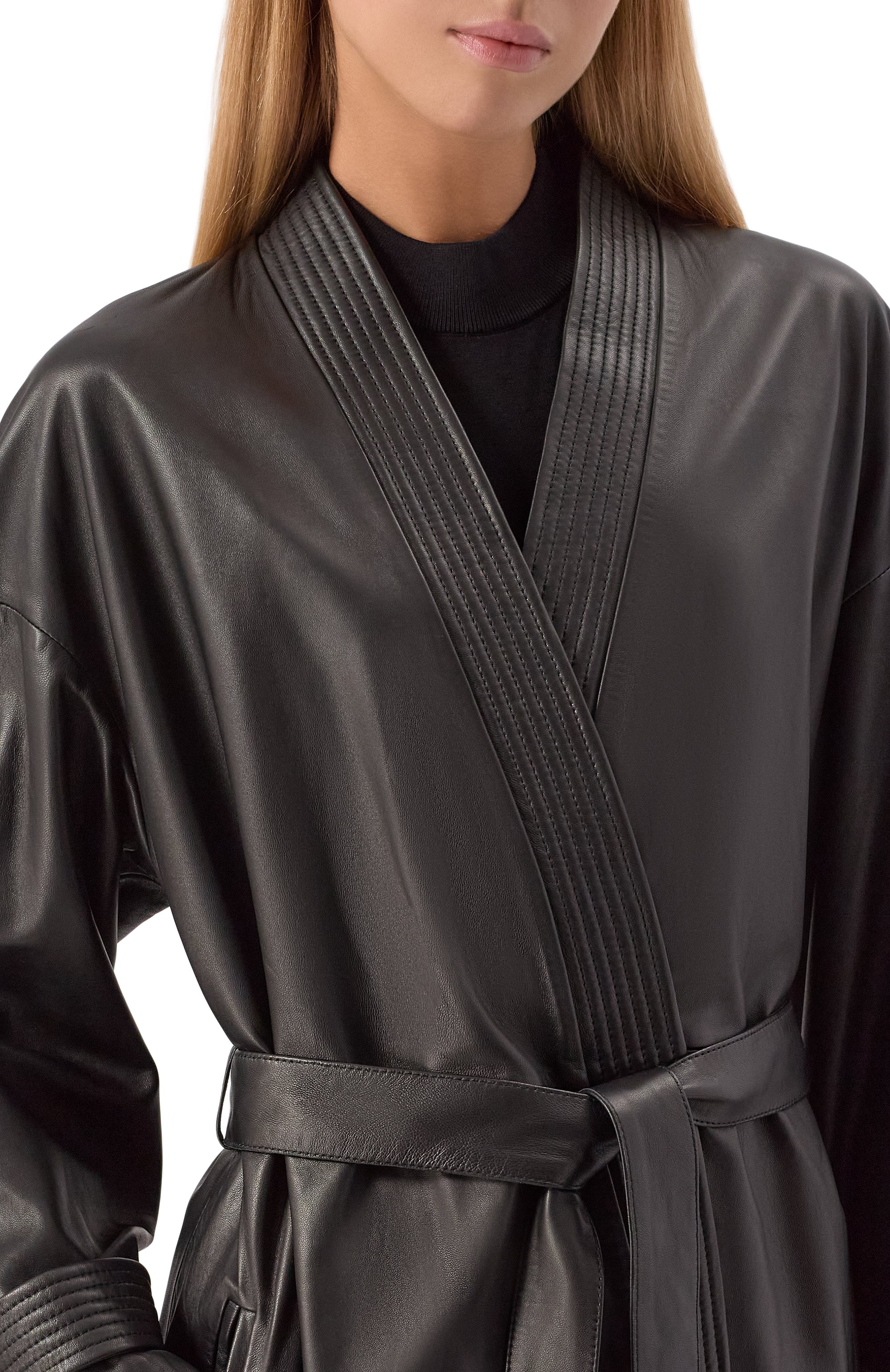 Кожаный плащ 12 STOREEZ черного цвета по цене 145000 руб., арт. 127737, фото 5 Кожаный плащ 12 STOREEZ, арт. 127737, фото 5