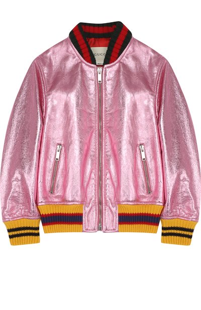 Куртка-бомбер из металлизированной кожи GUCCI, арт. 477954/XG449, фото 1