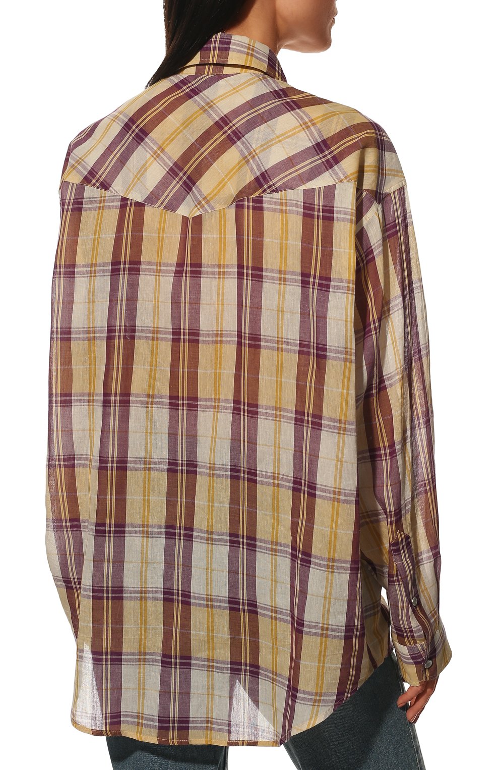 Хлопковая рубашка ISABEL MARANT ETOILE желтого цвета по цене 38700 руб., арт. CH0803-22P026E/BADIANE, фото 4 Хлопковая рубашка ISABEL MARANT ETOILE, арт. CH0803-22P026E/BADIANE, фото 4