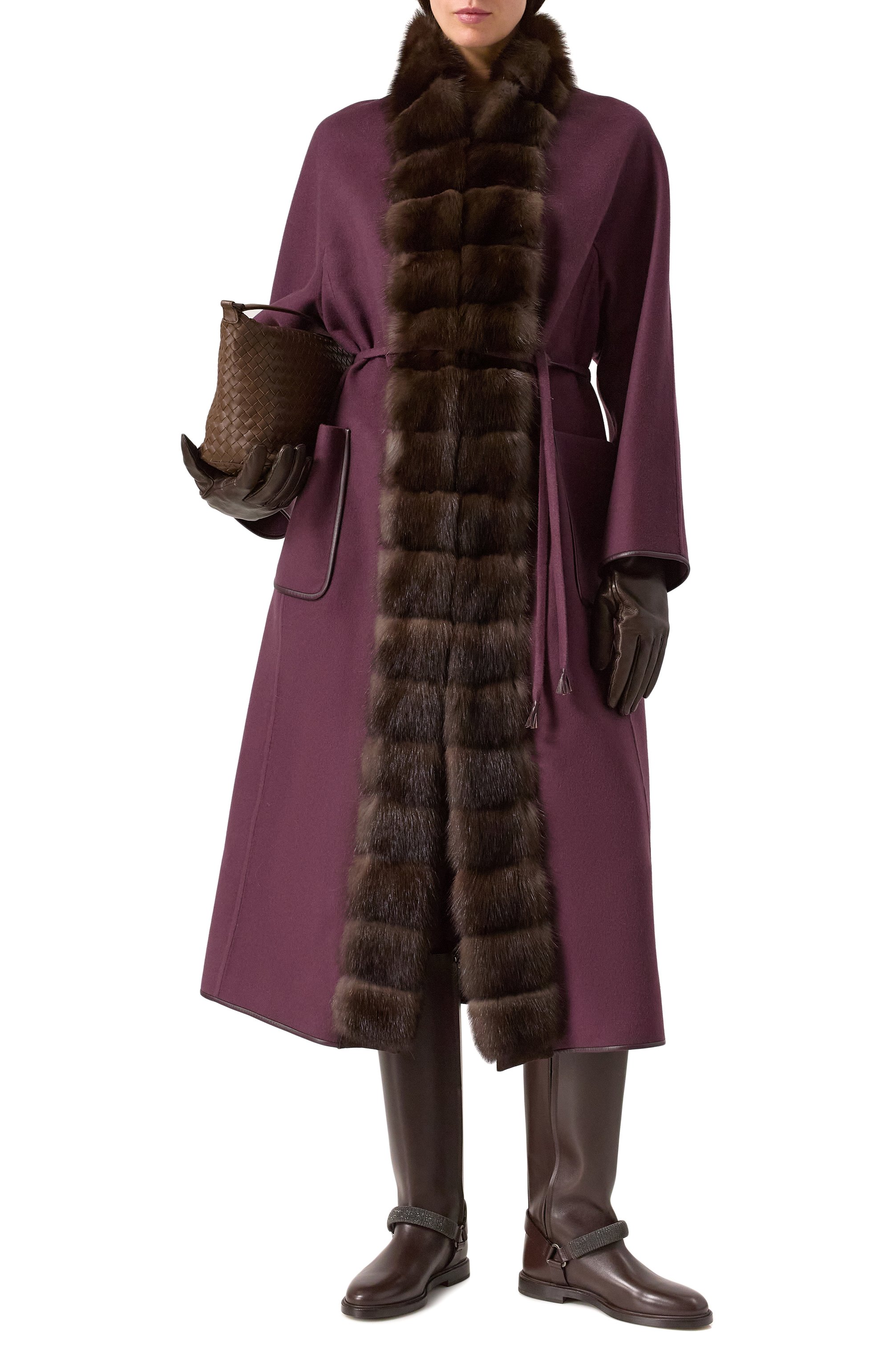 Кашемировое пальто с отделкой из меха соболя SABLEFUR, арт. 72213-SB-12, фото 2