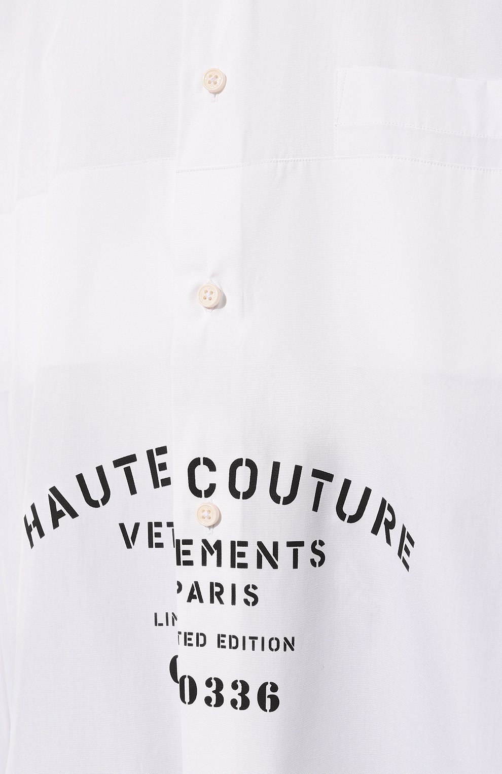 Хлопковая рубашка VETEMENTS белого цвета по цене 87900 руб., арт. UE63SH461W, фото 5 Хлопковая рубашка VETEMENTS, арт. UE63SH461W, фото 5