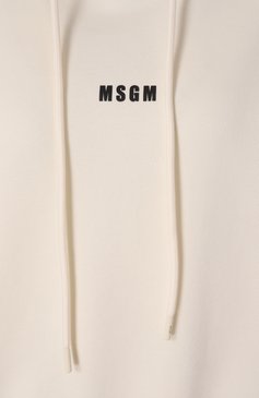 Женский хлопковое худи MSGM кремвого цвета, арт. 2000MDM509/300000 | Фото 6 (Драгоценные камни: Проставлено; Рукава: Длинные; Длина (для топов): Стандартные; Материал сплава: Проставлено; Стили: Кэжуэл; Женское Кросс-КТ: Худи-одежда; Материал внешний: Хлопок)