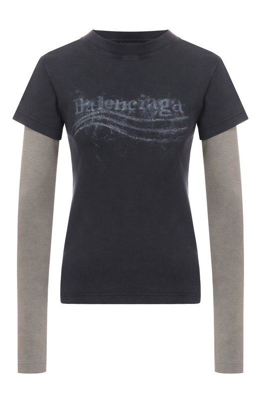 Хлопковый лонгслив Balenciaga 809262/TTVE1 Серый 809262/TTVE1