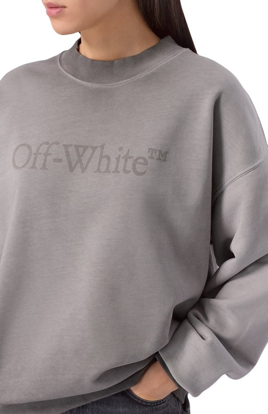 Хлопковый свитшот Off-White 0WBA07CF25FLE001 Серый  0WBA07CF25FLE001 Фото 5