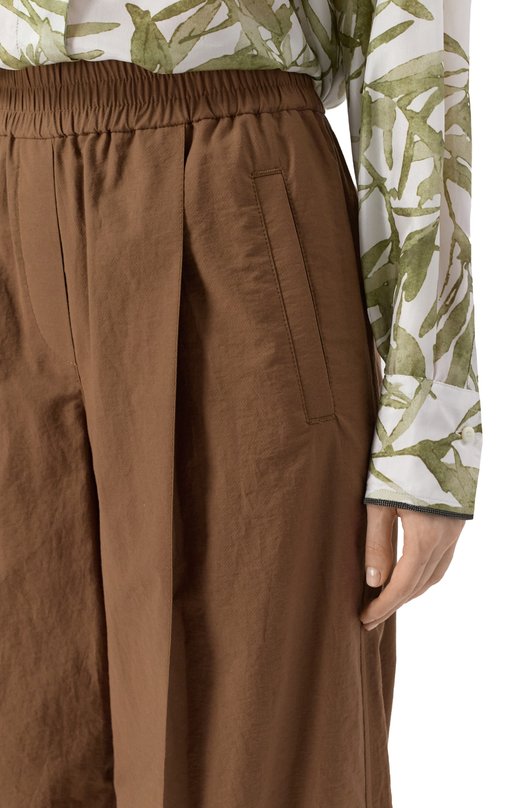 Хлопковые брюки Brunello Cucinelli ML140P8721 Коричневый  ML140P8721 Фото 5