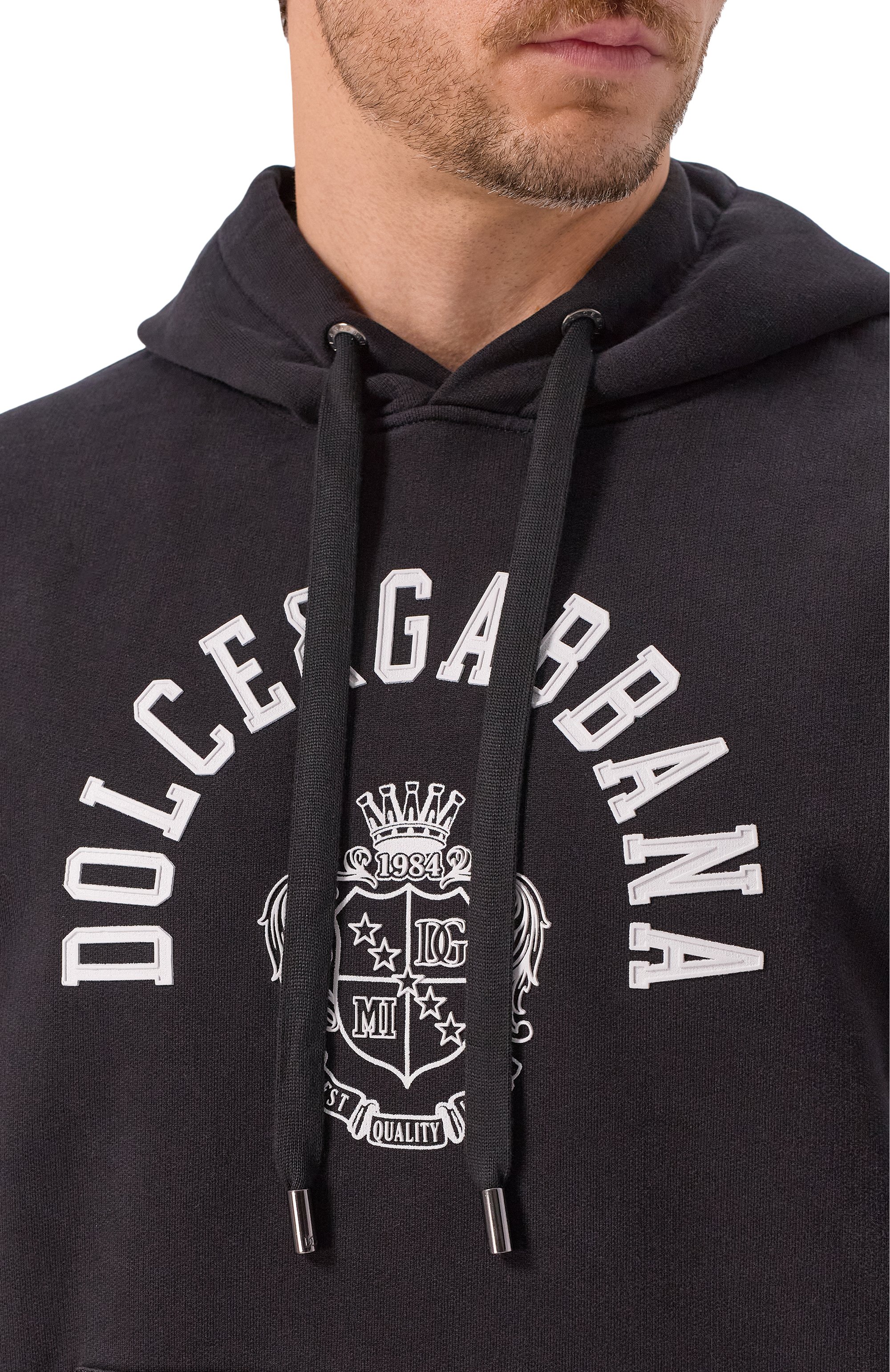 Хлопковое худи DOLCE & GABBANA черного цвета по цене 125500 руб., арт. G9BGPT/G7P0T, фото 5 Хлопковое худи DOLCE & GABBANA, арт. G9BGPT/G7P0T, фото 5