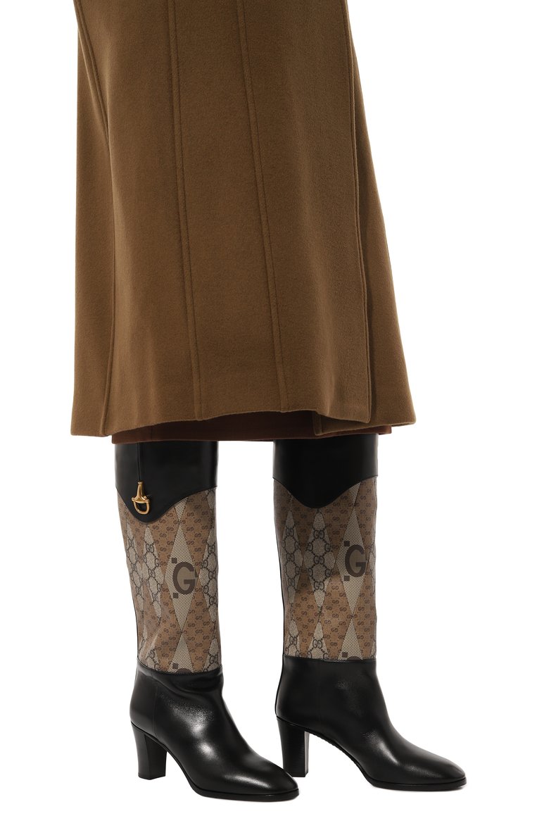 Женские кожаные сапоги blondie GUCCI черного цвета, арт. 718258/AABAJ | Фото 3 (Высота голенища: Средние; Материал внутренний: Натуральная кожа; Каблук высота: Средний; Подошва: Плоская; Каблук тип: Устойчивый; Материал утеплителя: Без утеплителя; Материал внешний: Натуральная кожа)