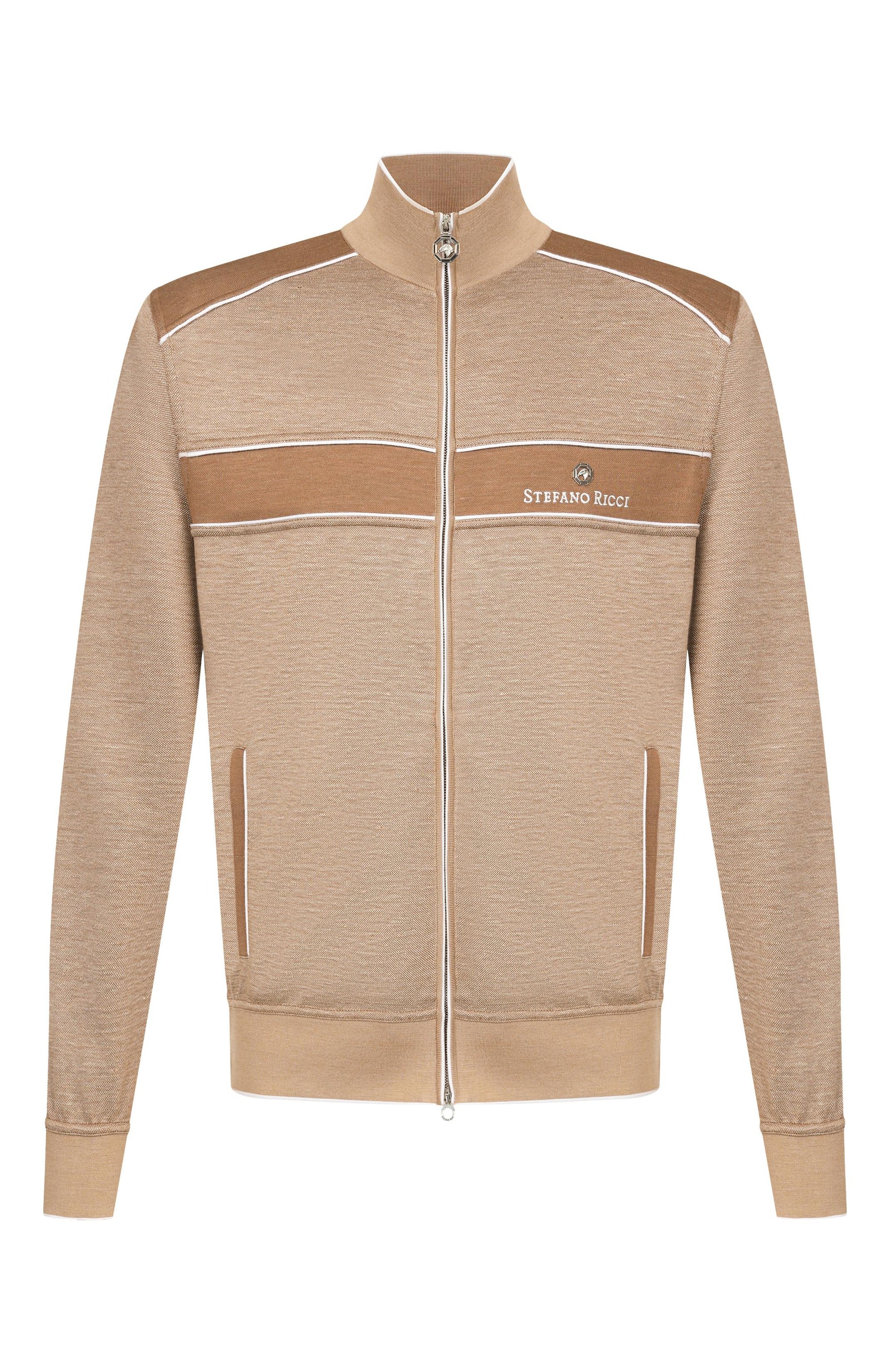 Толстовка из шелка и льна STEFANO RICCI бежевого цвета по цене 323500 руб., арт. K919052R31/T26103_001, фото 1 Толстовка из шелка и льна STEFANO RICCI, арт. K919052R31/T26103_001, фото 1
