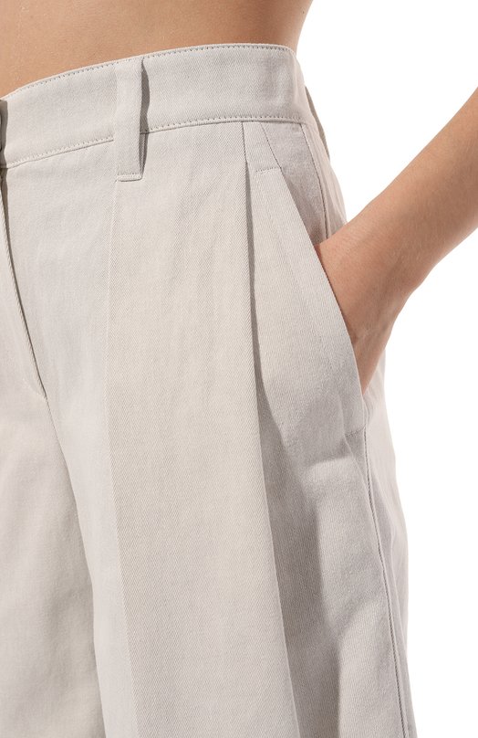 Шорты из хлопка и льна Brunello Cucinelli MH561B1382 Кремовый  MH561B1382 Фото 5