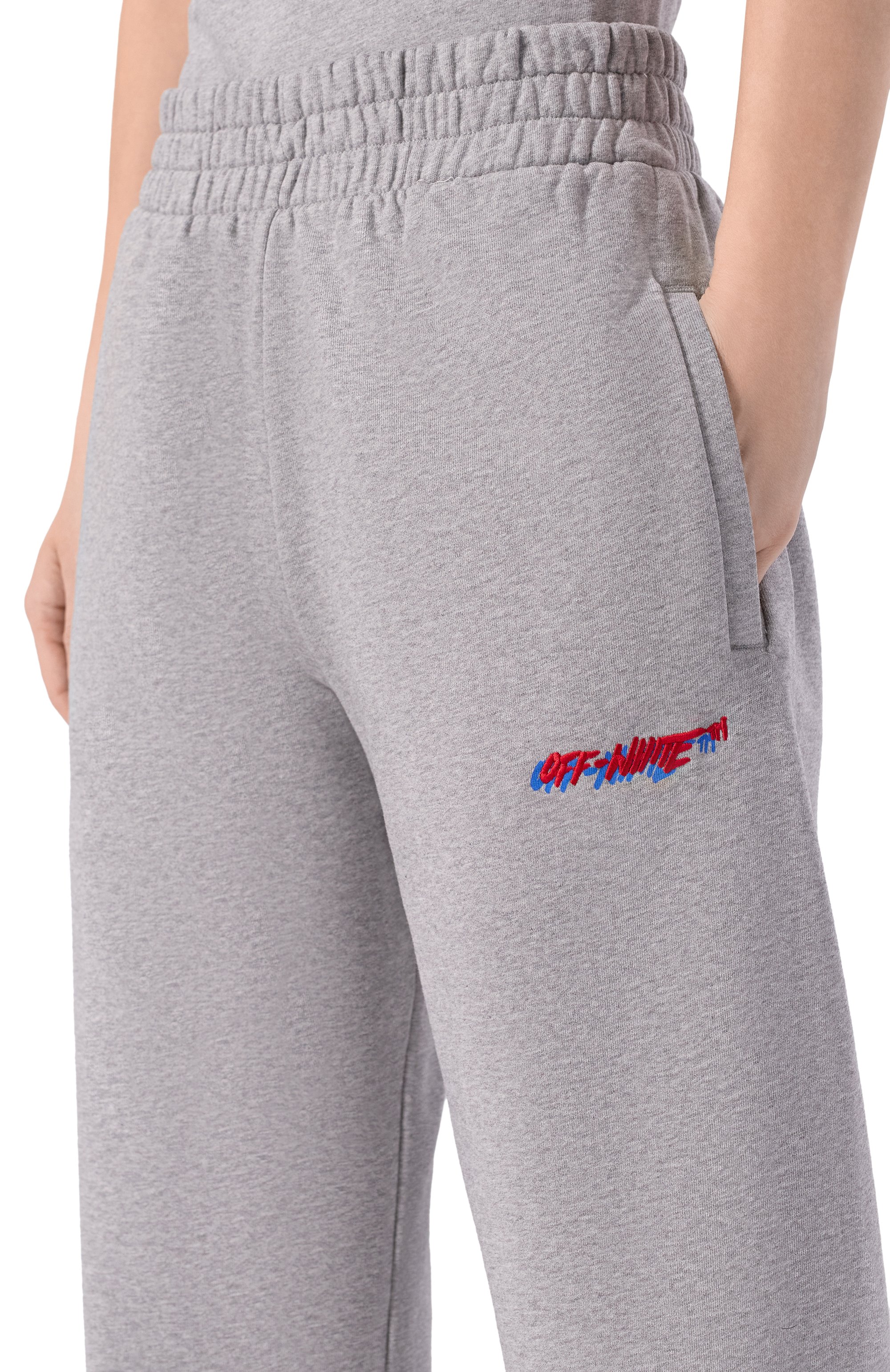 Хлопковые джоггеры OFF-WHITE серого цвета по цене 49950 руб., арт. 0WCH006S26FLE001, фото 5 Хлопковые джоггеры OFF-WHITE, арт. 0WCH006S26FLE001, фото 5